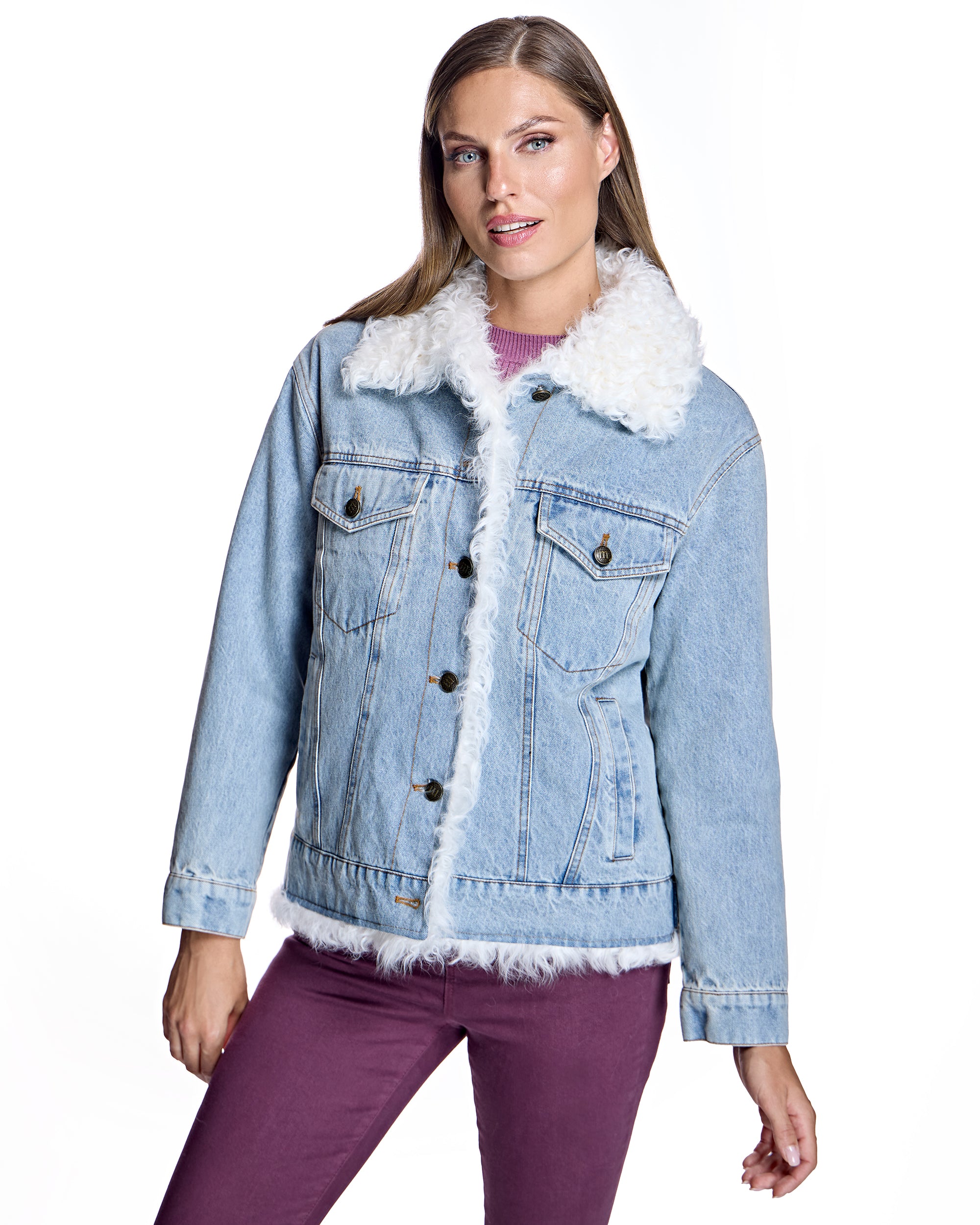 Denim Jacket with Kalgan Lamb Trim