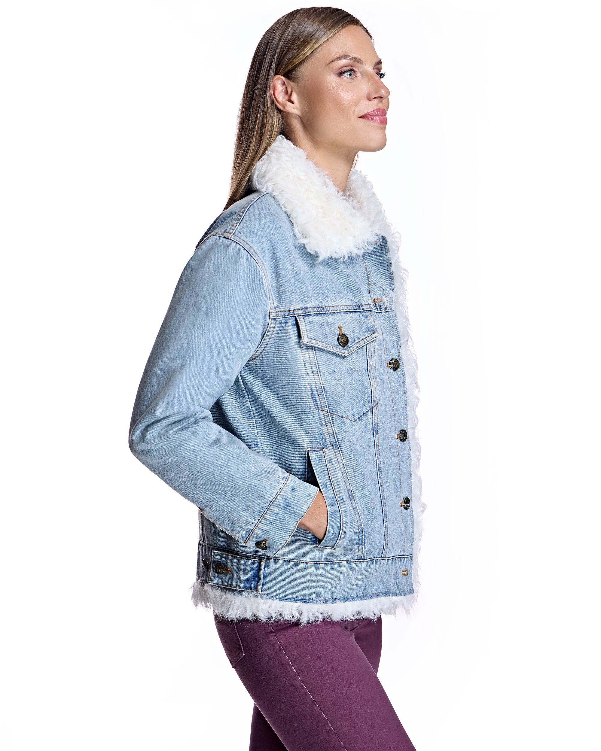 Denim Jacket with Kalgan Lamb Trim