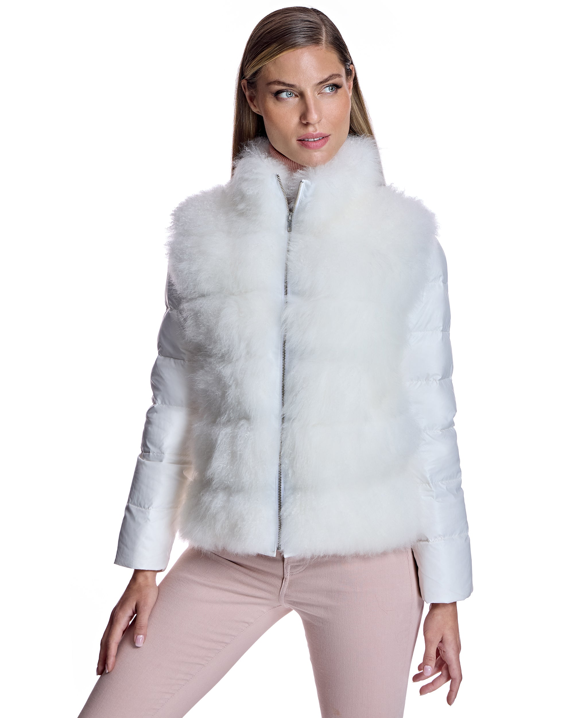 Cashmere Goat Trimmed Puffer Jacket