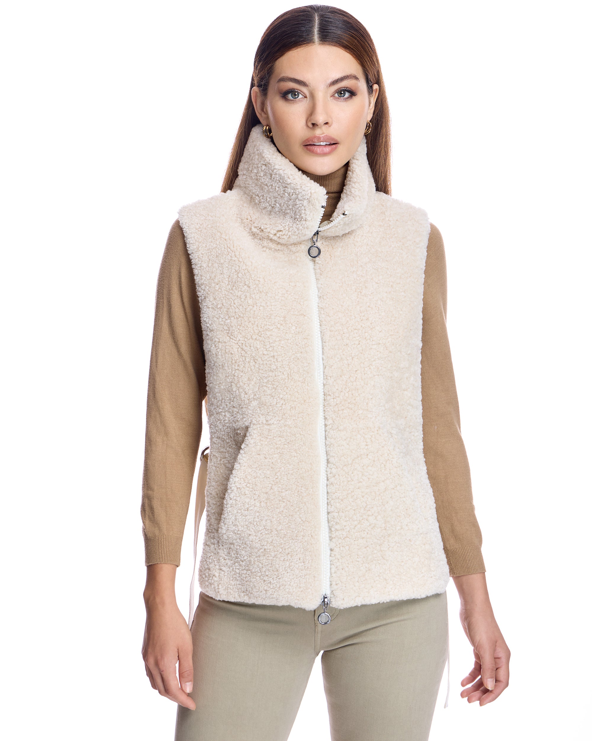 Shearling Lamb Vest with Poly Back