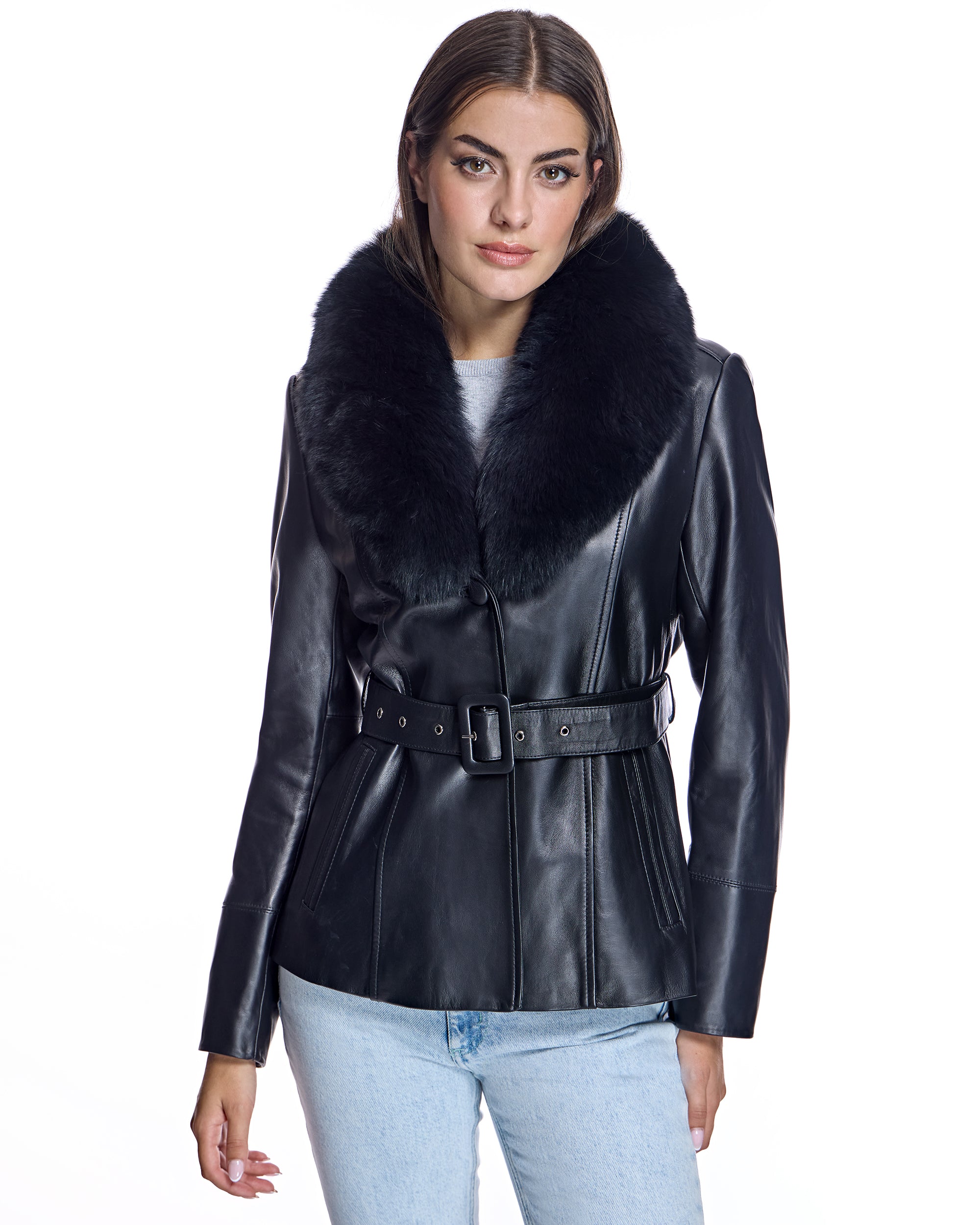 Maximilian Fur-Trimmed Leather Jacket