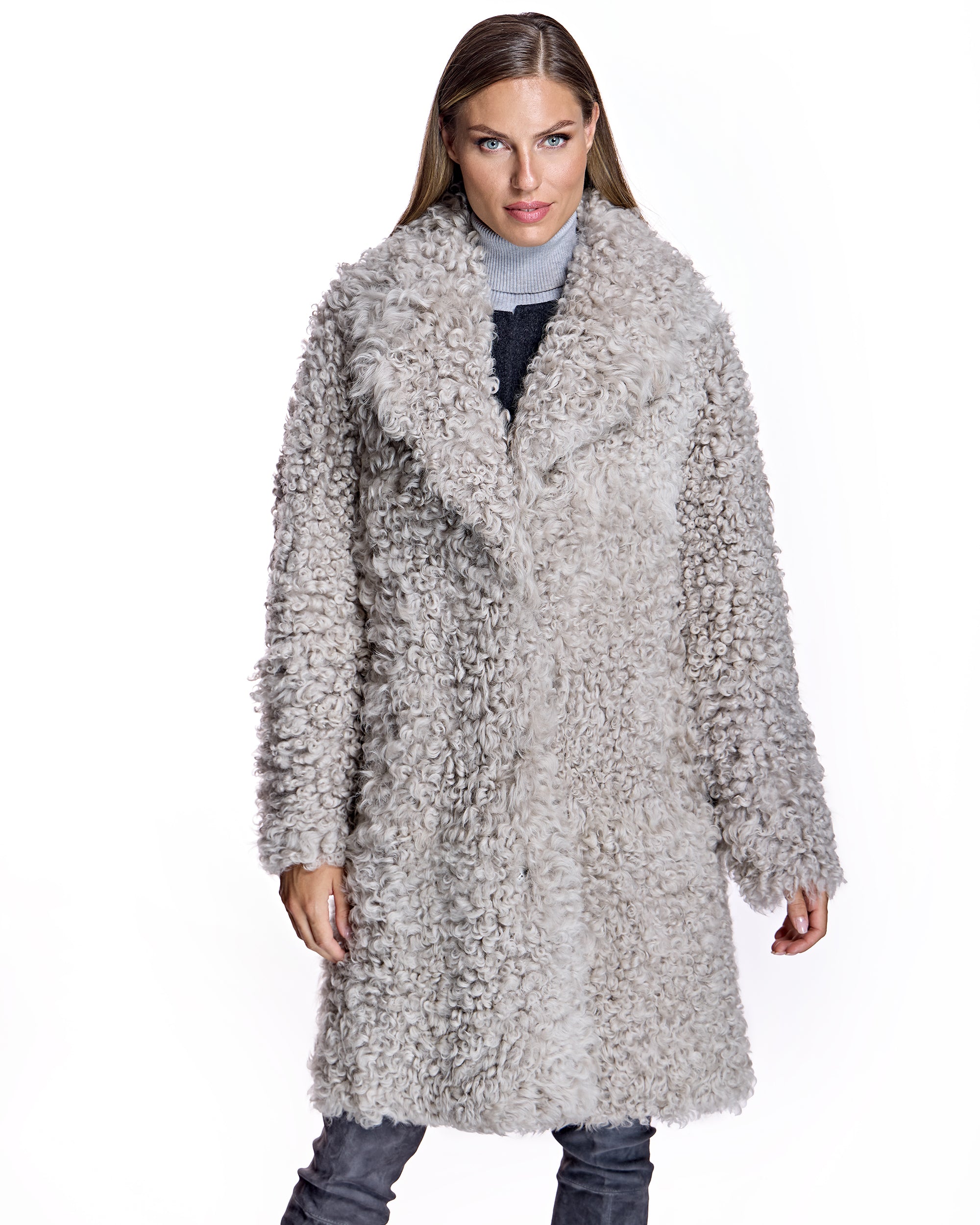 Julia & Stella by Maximilian Curly Lamb Walking Coat