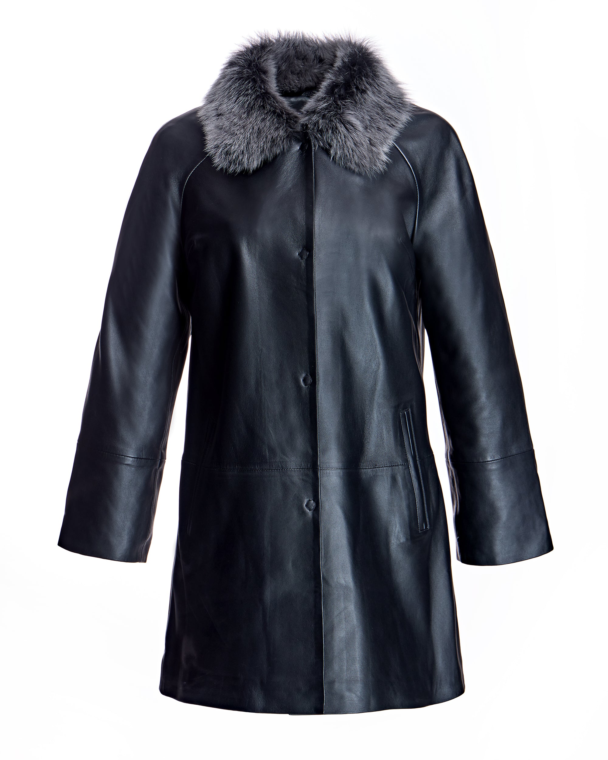 Julia & Stella by Maximilian Leather Jacket with Shearling Collar