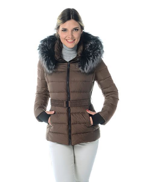 Polyester Jacket With Detachable Fox Trim Hood