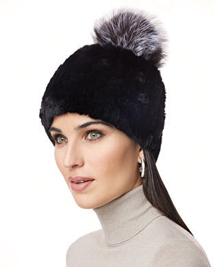 Julia & Stella Knitted Rabbit Hat With Fox Pompom