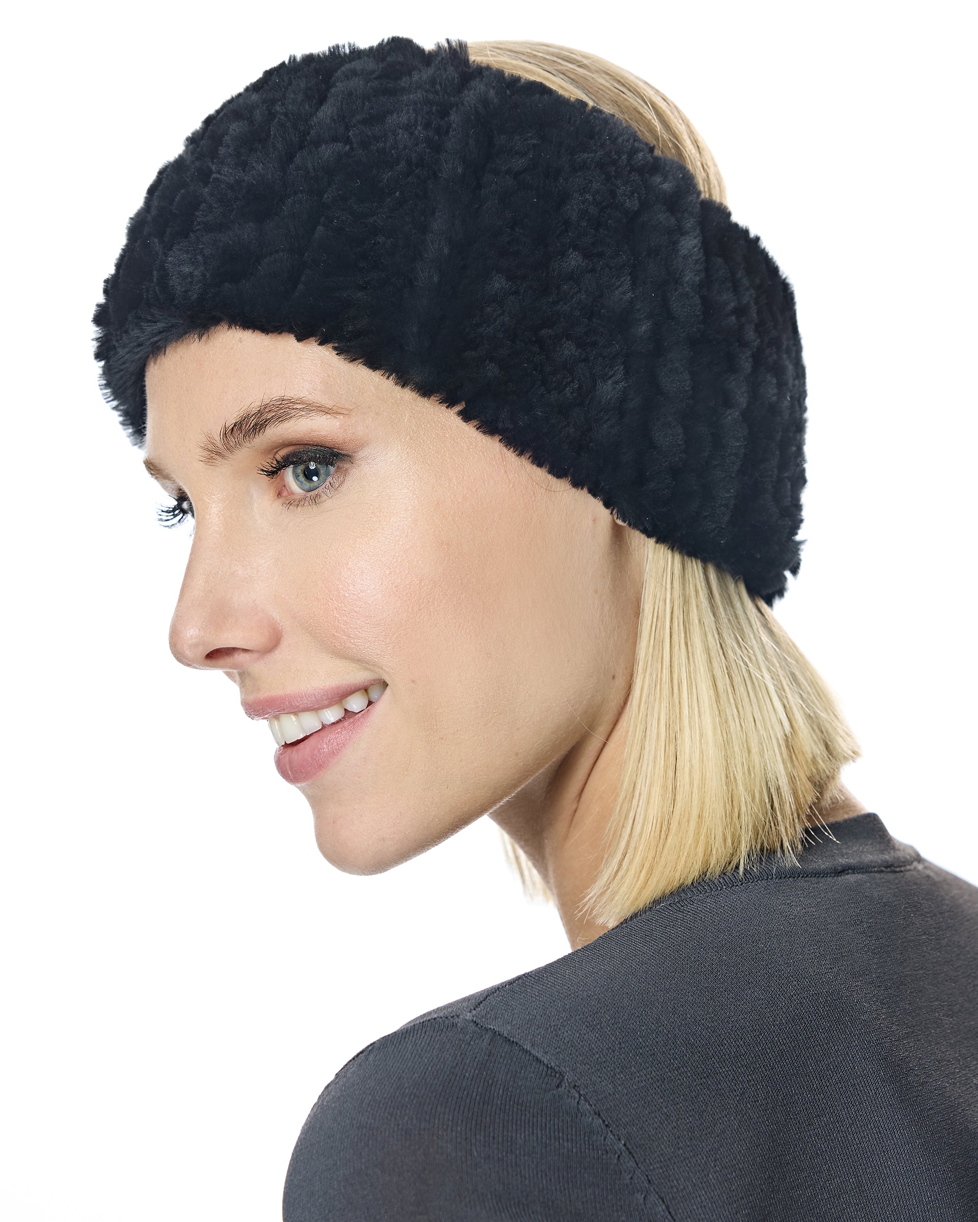 Julia & Stella by Maximilian Knitted Shearling Lamb Headband