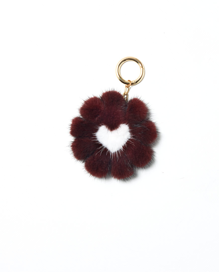 Large Mink Fur Flower Keychain